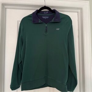 Vineyard Vines Olive Green Half-Zip Pullover with Purple Accents